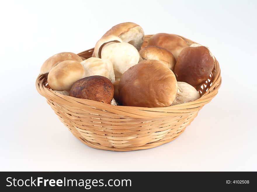 Fresh mushrooms in a basket