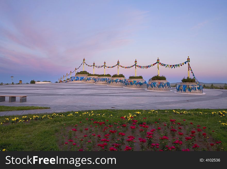 The Aobao stands at the Aobao hill of Xilinhaote city in Inner Mongolia. The Aobao stands at the Aobao hill of Xilinhaote city in Inner Mongolia