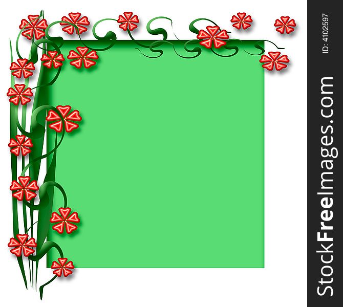 Spring scrapbook frame with flowers and vines on cutout center. Spring scrapbook frame with flowers and vines on cutout center