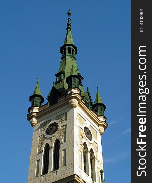 Church tower in Cluj, Romania