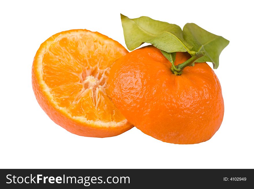 Tangerine halves isolated with clipping path