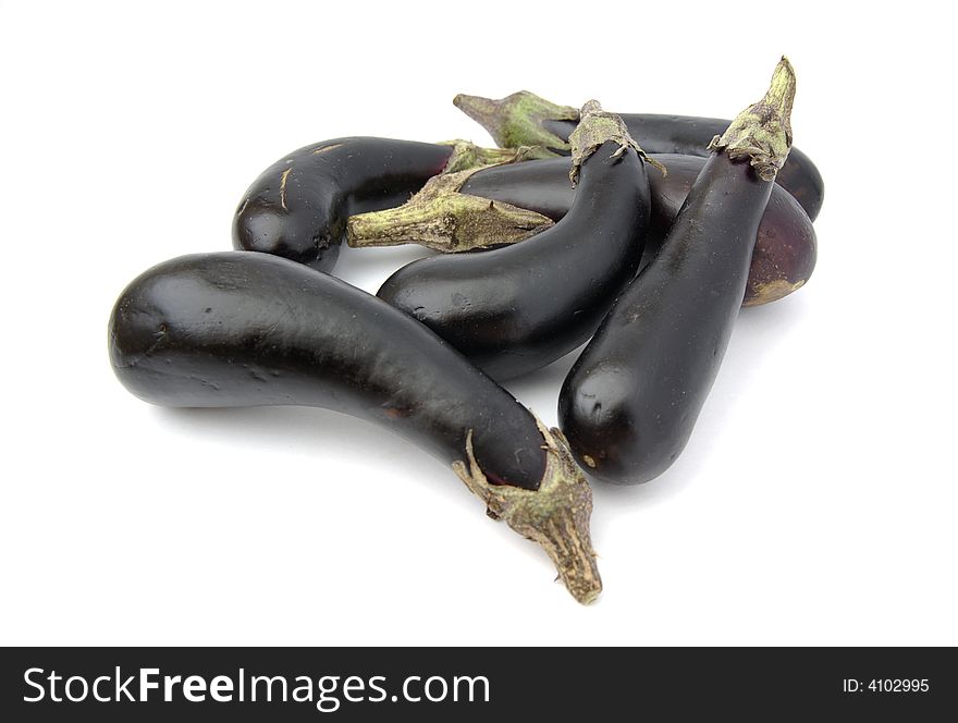Several eggplants isolated in  white background