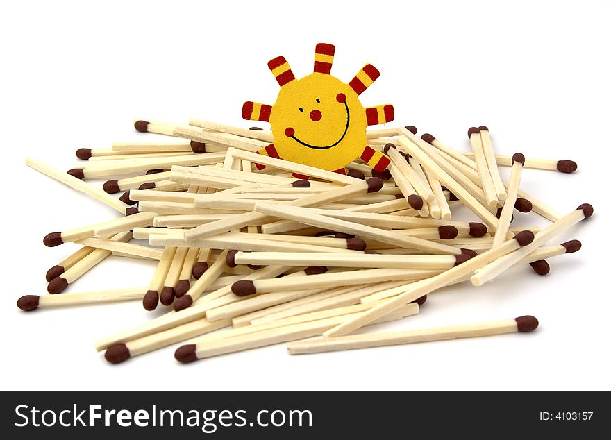 Matchsticks sun and the heat concept. Matchsticks sun and the heat concept