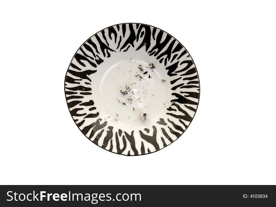 Glamour black and white ashtray with ash