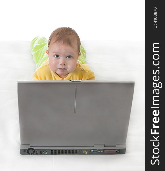 Small Baby With Laptop