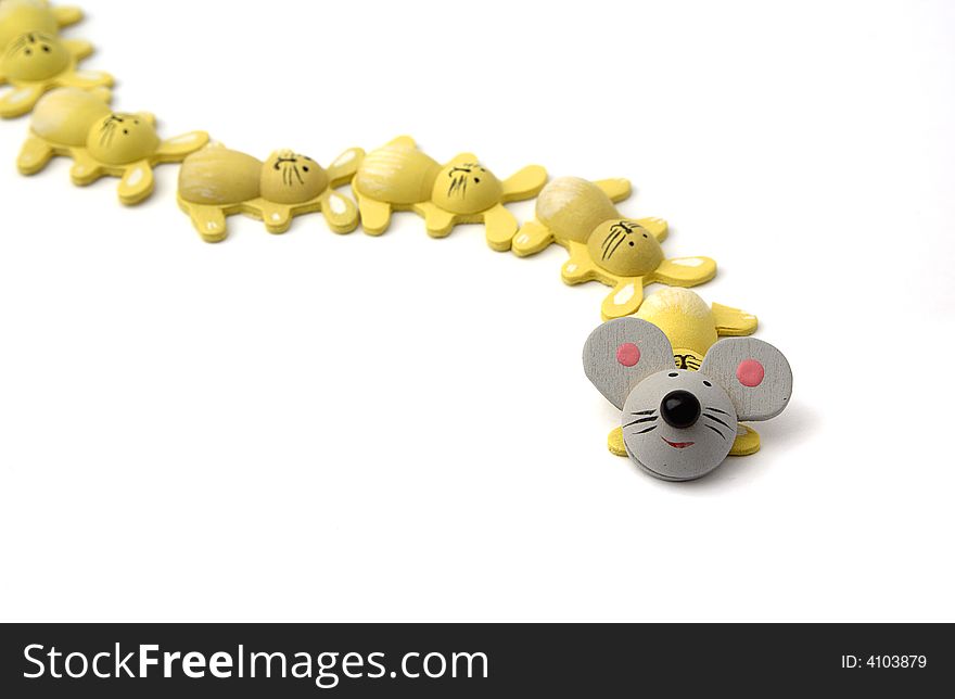 Worm rabbits wooden yellow with white background
