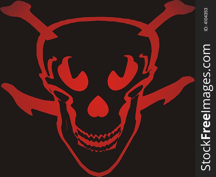 Red funny skeleton on black background -  illustration