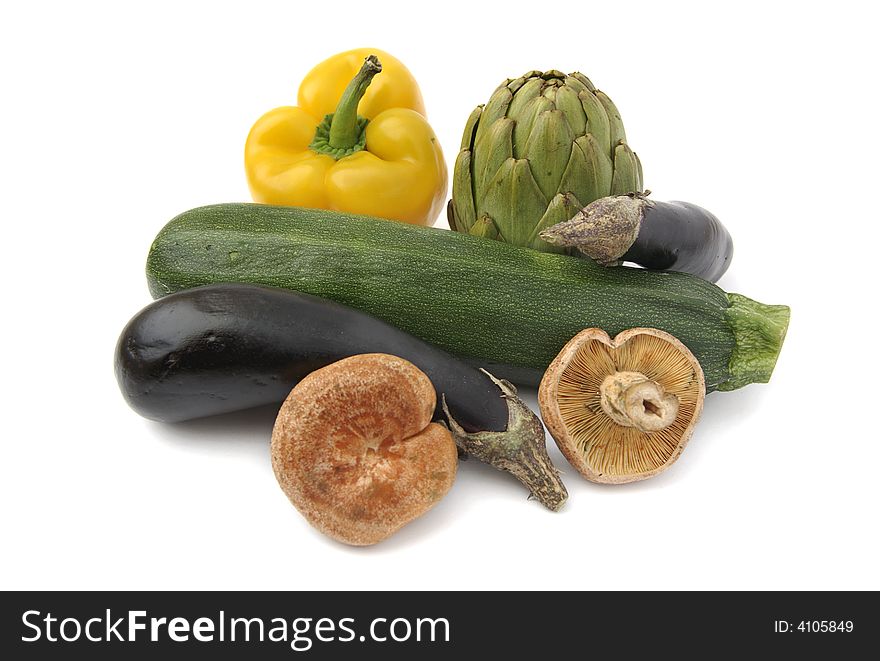 Still life of vegetables with white background. Still life of vegetables with white background