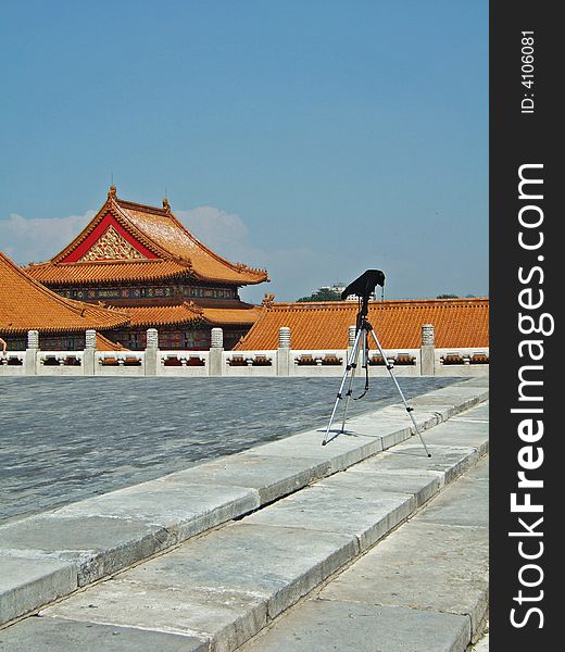 Camera and buildings in Beijing Imperial Palace