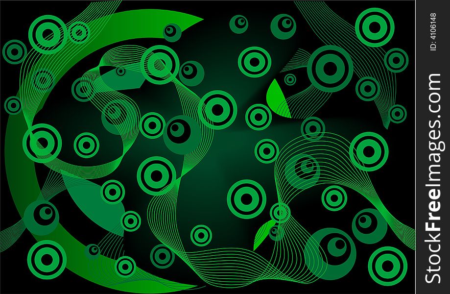 Green rings on black background illustration