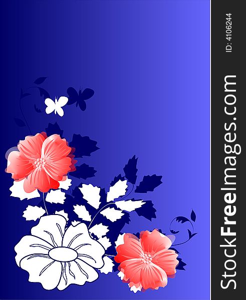 Flowers on the blue background. Flowers on the blue background