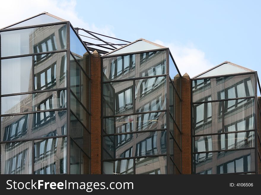 Modern office building with mirrored windows