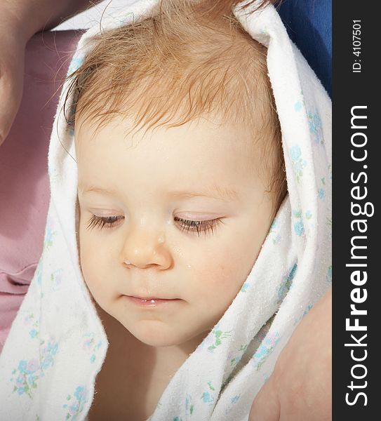 Portrait of boy after a bath