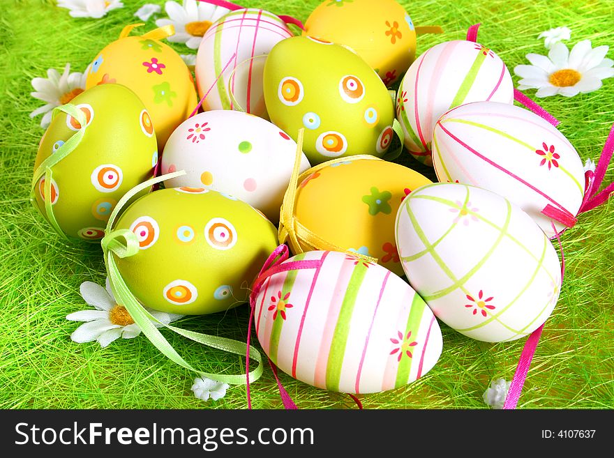 Pastel And Colored Easter Eggs