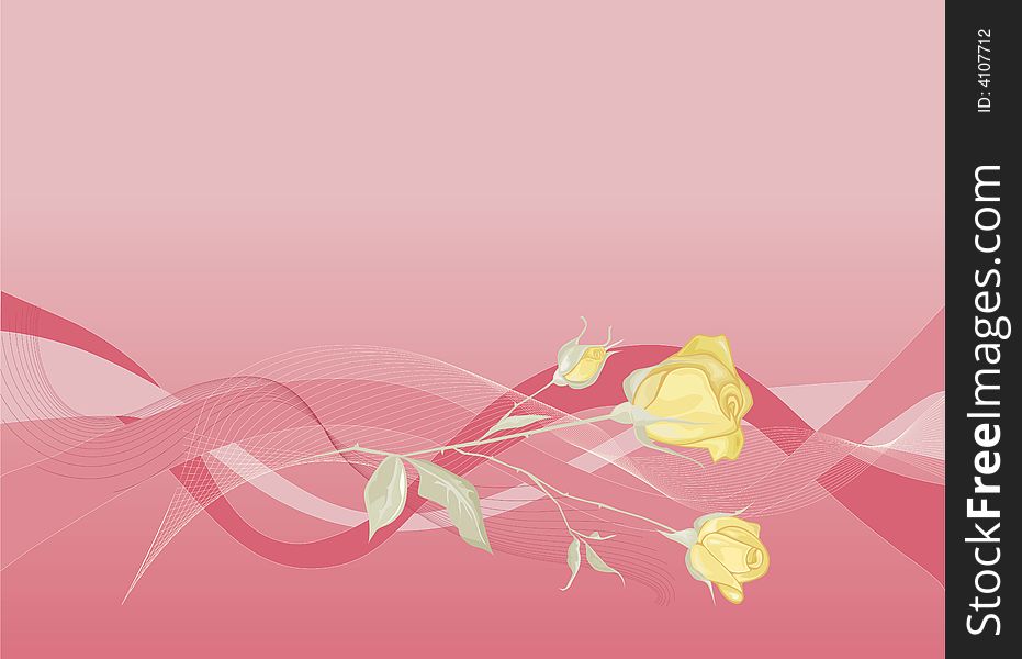 Pink background with gold roses. Pink background with gold roses.