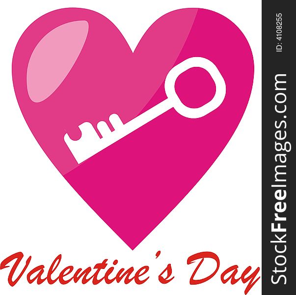 Colorfull heart with the text of Valentine's Day and a key. Colorfull heart with the text of Valentine's Day and a key