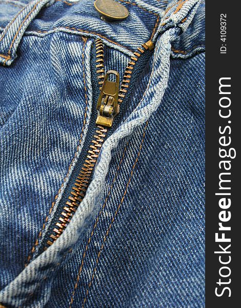 Jeans and zipper close up