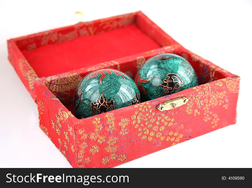 2 massage balls in a red box. 2 massage balls in a red box