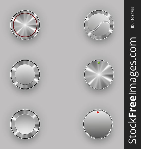 Metal buttons silver chrome circle