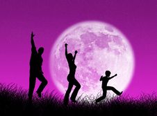Family In The Moon Royalty Free Stock Photography Family In The Moon Royalty Free Stock Photography