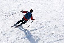Skier Man Moving Down Stock Images
