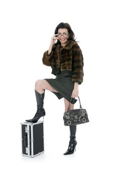 Young Woman With  Suitcase Royalty Free Stock Images