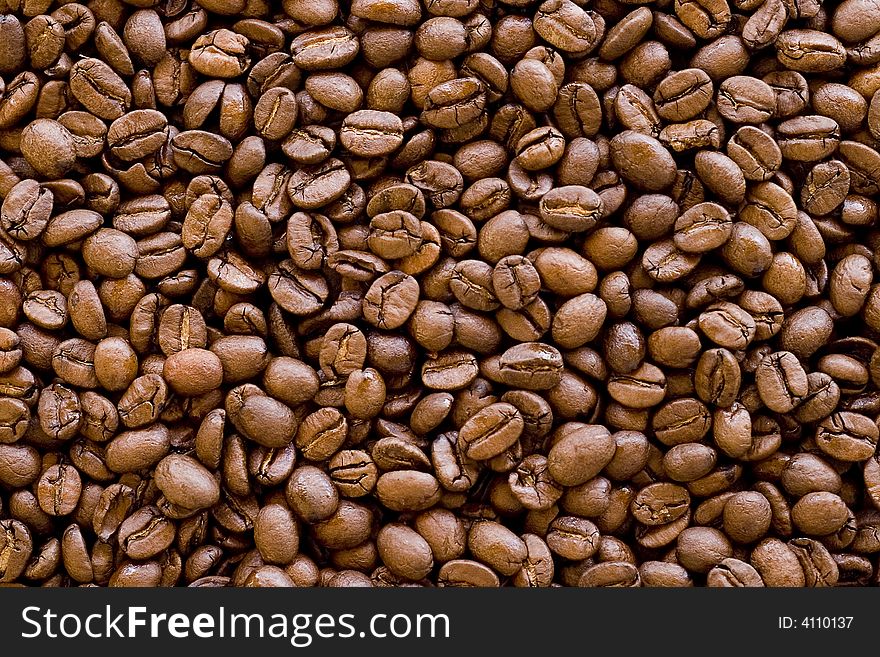 Dark-brown coffee beans background