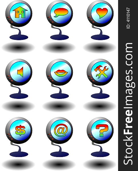 Vector illustration for a set of computer icon in 3d tv. Vector illustration for a set of computer icon in 3d tv