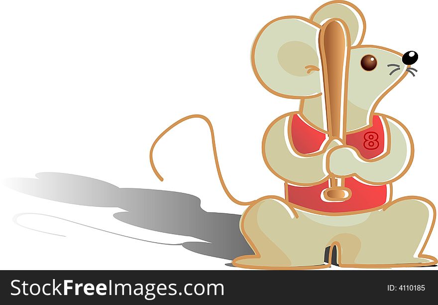 Vector illustration for a mouse as a baseball player