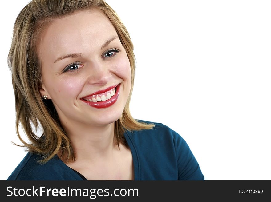 Young attractive woman on a white background. Young attractive woman on a white background