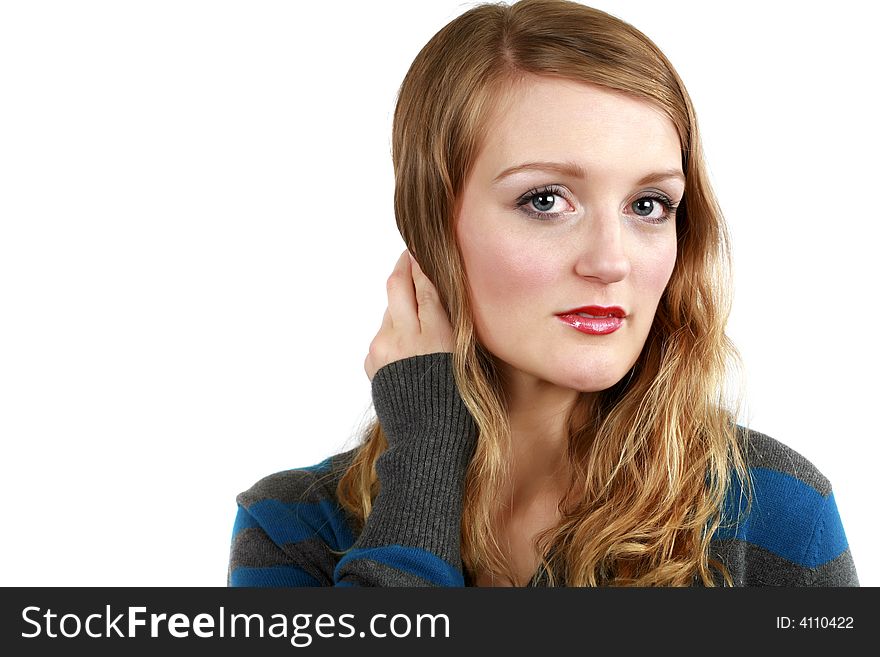 Young attractive woman on a white background. Young attractive woman on a white background