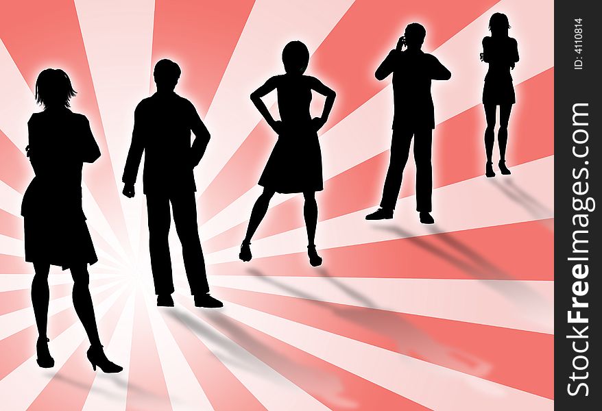 Business people silhouettes in different poses and attitudes. Business people silhouettes in different poses and attitudes