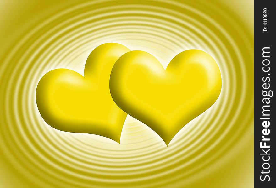 Two yellow hearts for Valentine's day