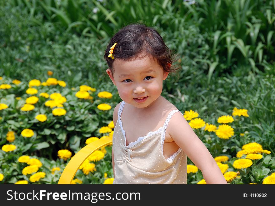 Beautiful China Girl In Flowers