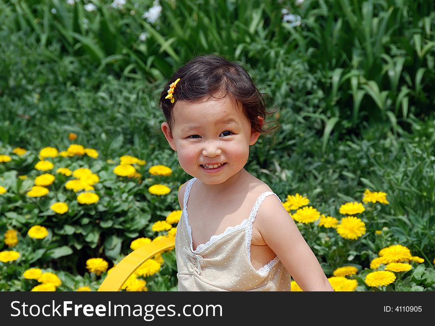 Beautiful China Girl In Flowers