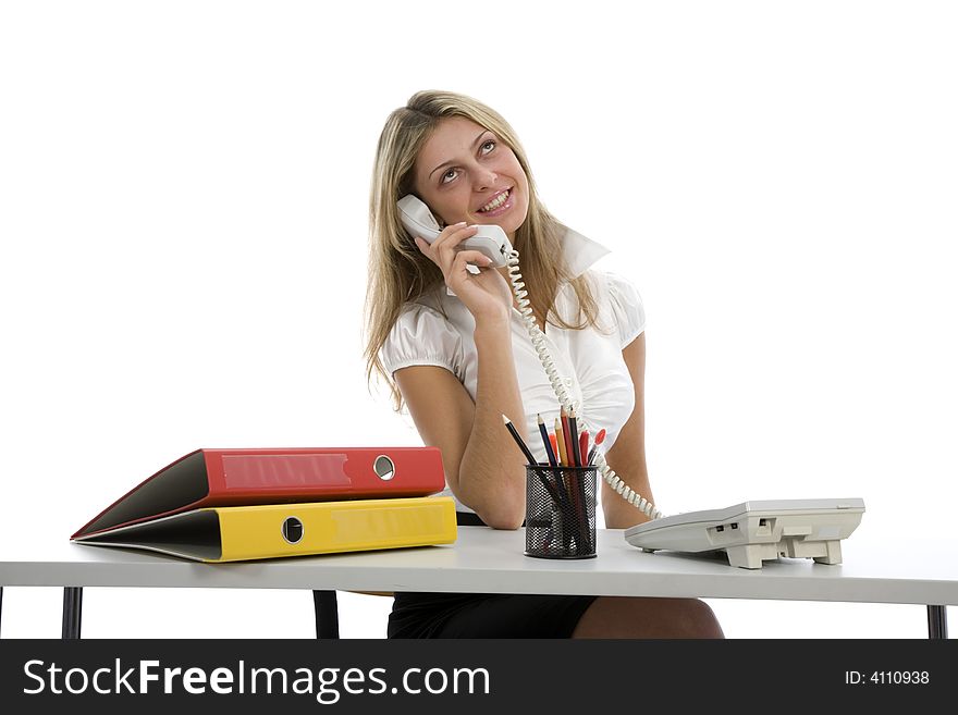 Business woman  working on isolated background