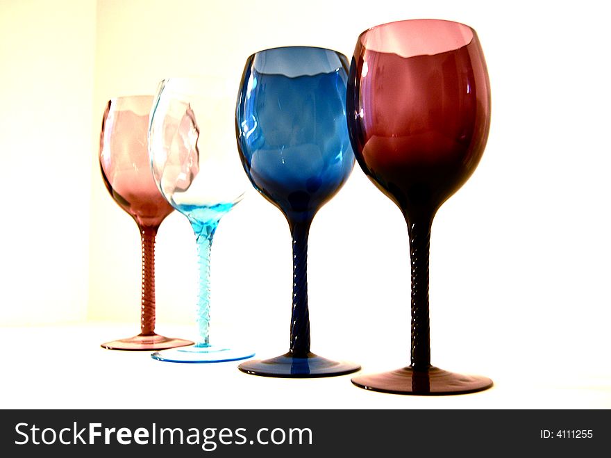 Four colour  glasses red and blue. Four colour  glasses red and blue
