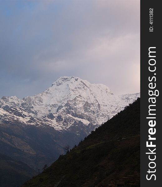 Snow caped Annapurna South in Nepal