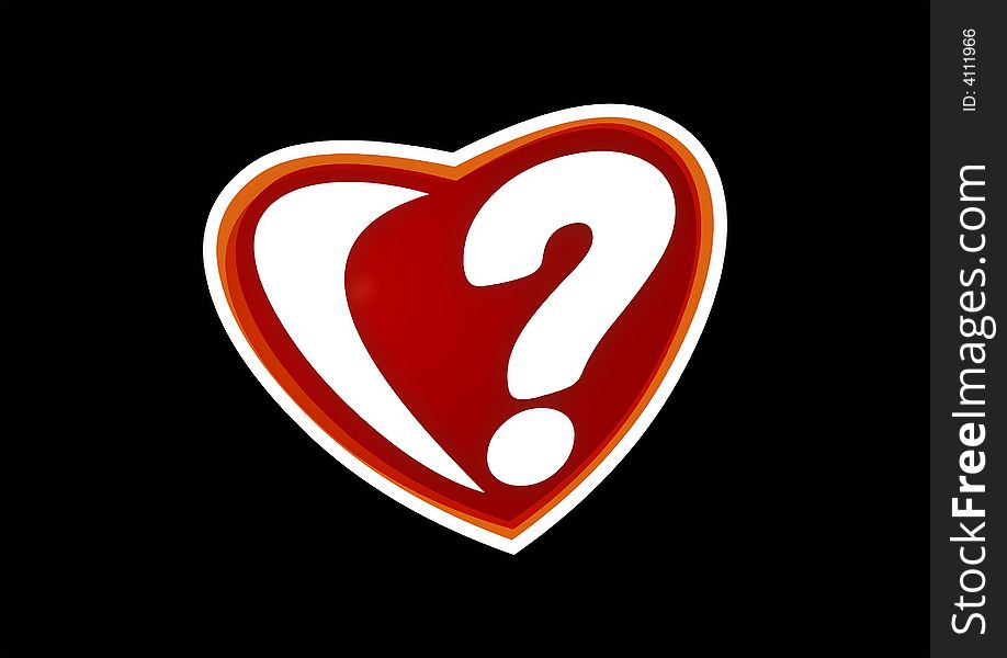 Question mark inside the shape of heart. Question mark inside the shape of heart