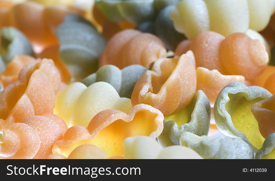 Colorful pasta in many colors