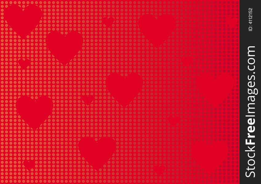 Red background with red hearts and circles. illustration. Red background with red hearts and circles. illustration.