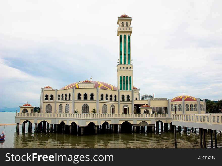 Mosque by the sea front looks like floating. Mosque by the sea front looks like floating