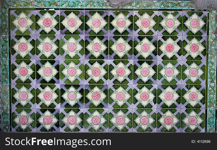 Tiles from heritage building in Penang with floral motives. Tiles from heritage building in Penang with floral motives