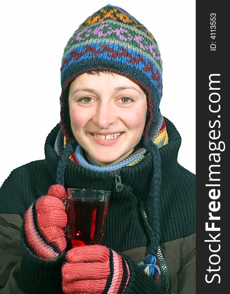 Young woman drinking a Glass of Tea. Young woman drinking a Glass of Tea