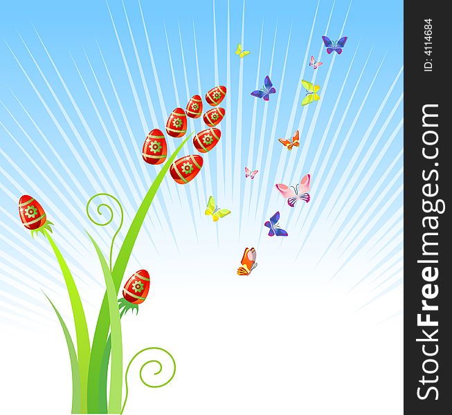 Easter eggs-flowers / with butterfly / vector 
Holiday ornament
Layers are separated!