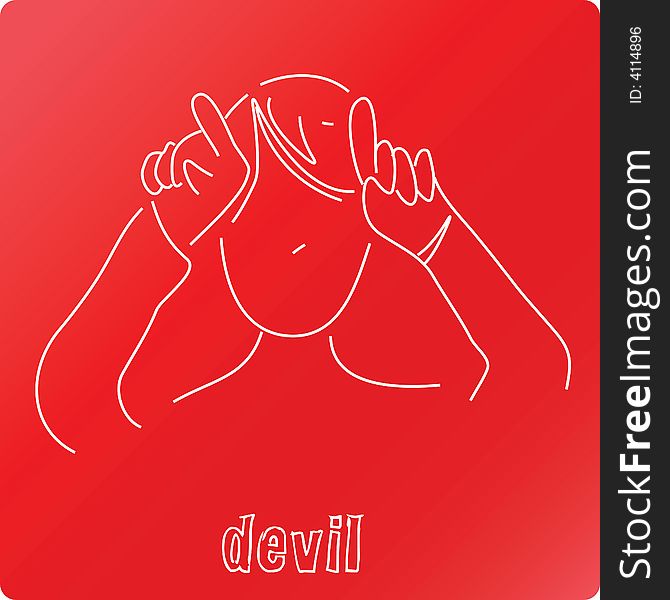Funny image of a boy making devil sign