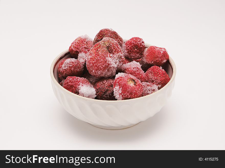 Delicious tasty ice strawberry in the bowl. Delicious tasty ice strawberry in the bowl