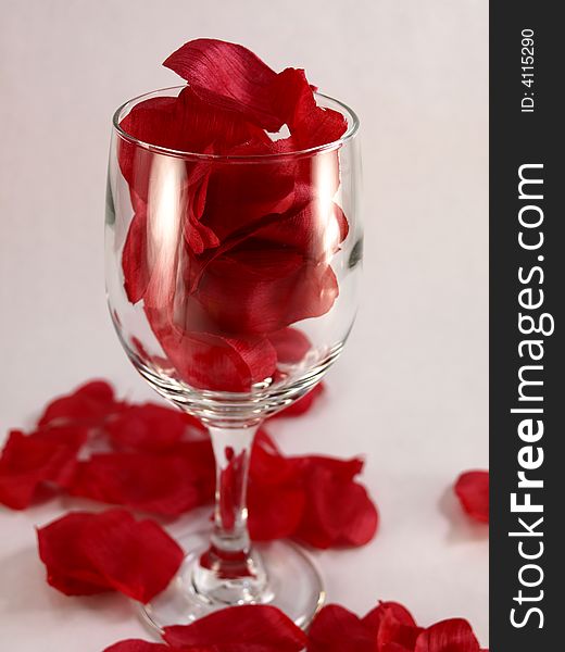 Wine Glass With Rose Petals