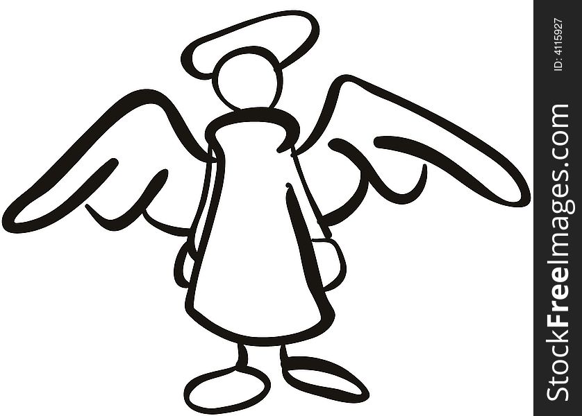 Graphic it is black white figure with the image of an angel
