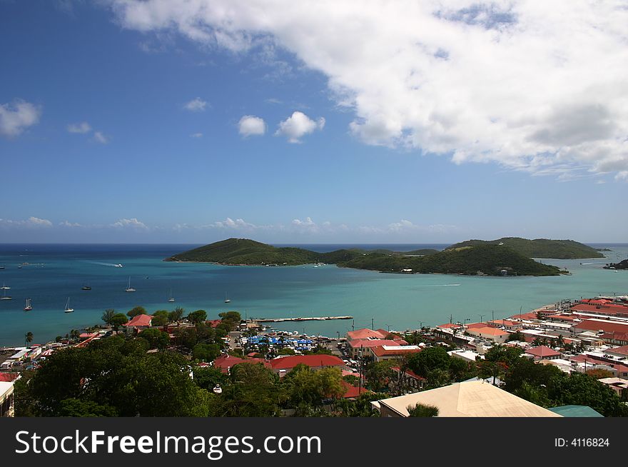 Port in St Thomas in the Caribbean on a beautiful sunny day. Port in St Thomas in the Caribbean on a beautiful sunny day.